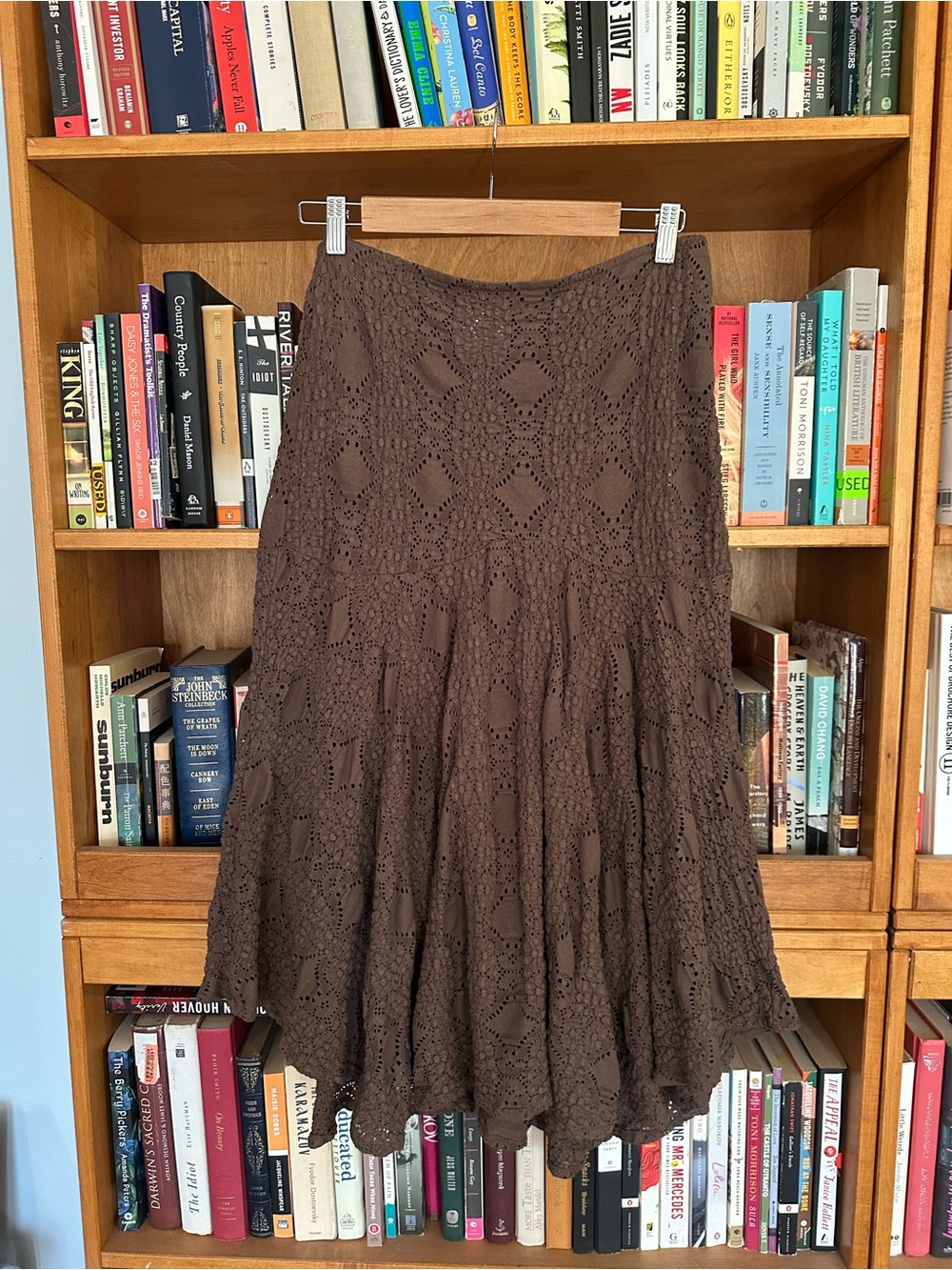 With Jéan Chocolate Brown Lace Maxi Skirt